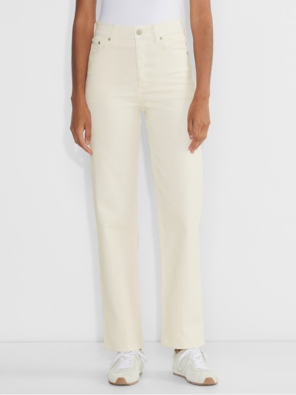 Denim Forum Arlo High Rise Straight Leg Jeans Cream Size 28 NWT